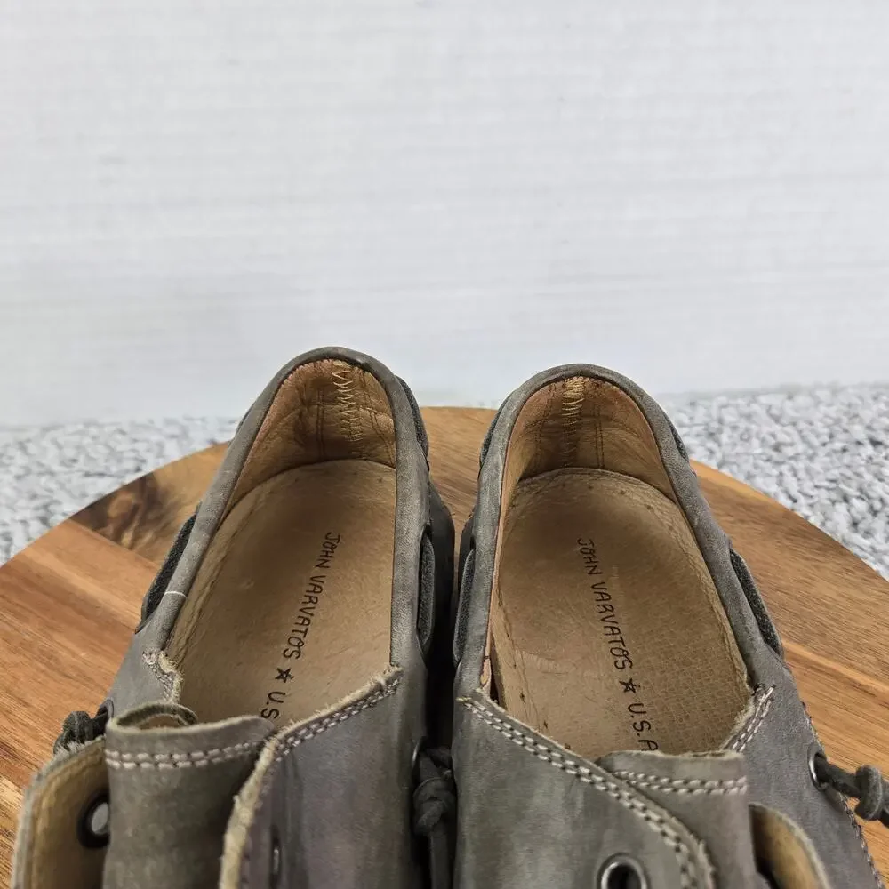 John Varvatos Star USA Mens 9M Gray Leather Laceless Daily Lifestyle Boat Shoe